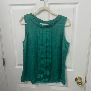 Green crinkly satinish top